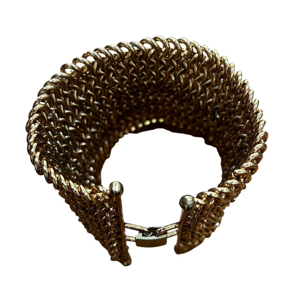 Thick goldtone chain bracelet chunky statement fashion jewelry vintage 70's - Picture 8 of 12